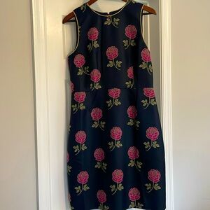 Jcrew Dress with gold lining and pink peonies NWOT
